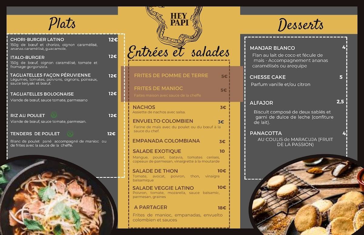 Menu de Hey papi