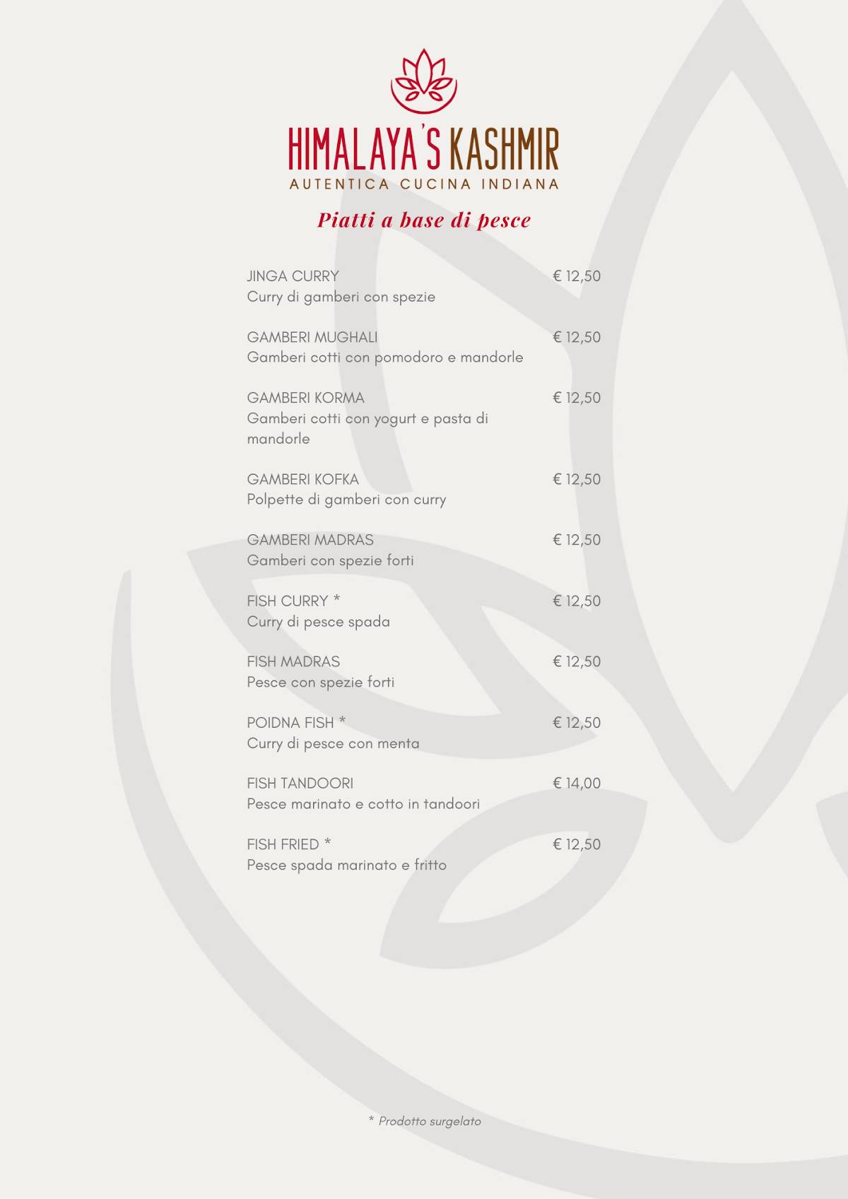 Menu di Himalaya's Kashmir - Ristorante indiano Roma - Autentici sapori d'India 