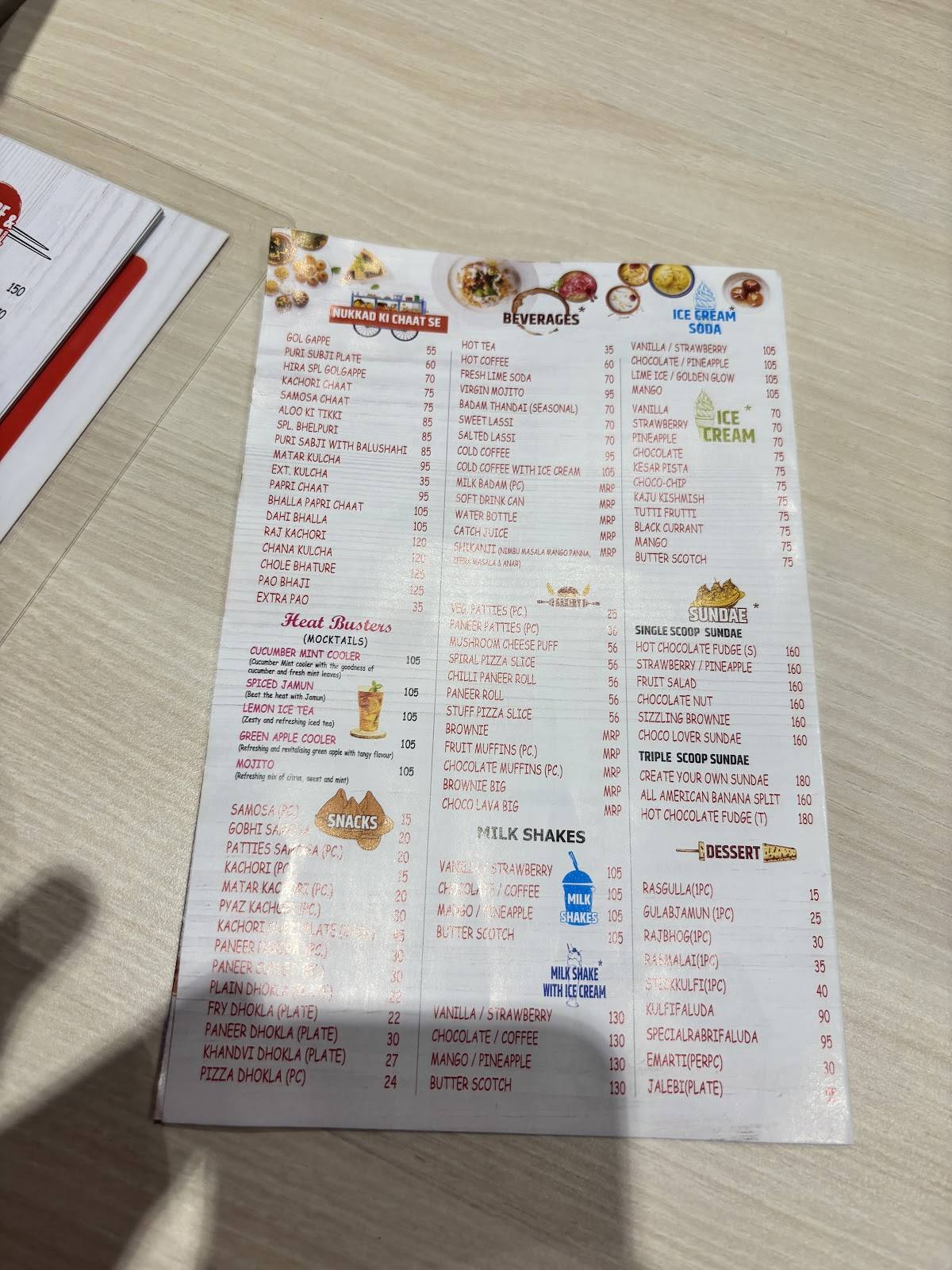 Hira Sweets menu