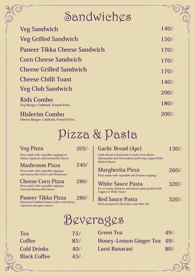 Hislerim Restaurant menu