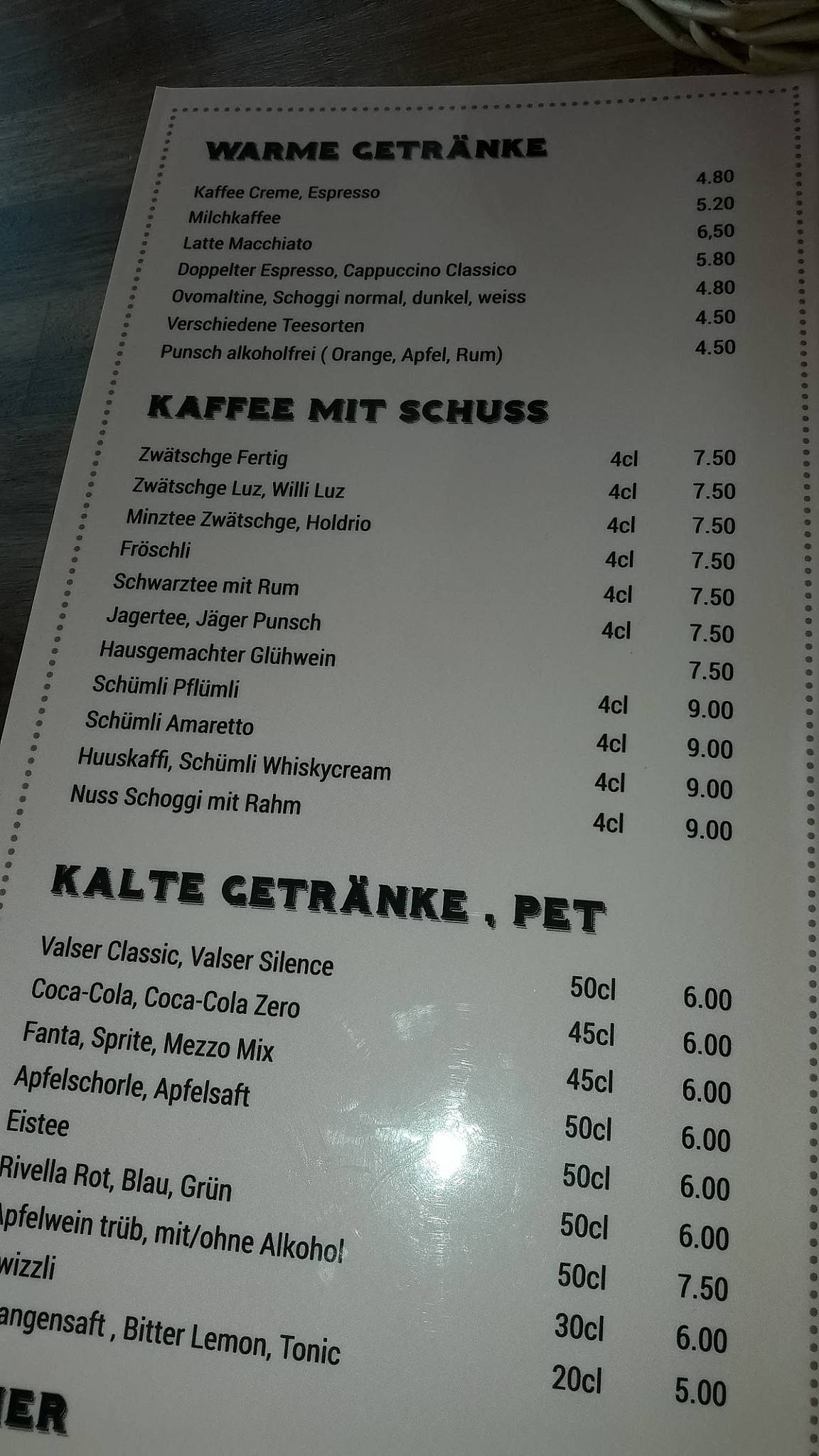 Menu di Bergrestaurant Höhenweg 