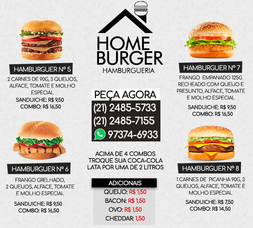 Home Burger - Hamburgueria Vila da Penha cardápio
