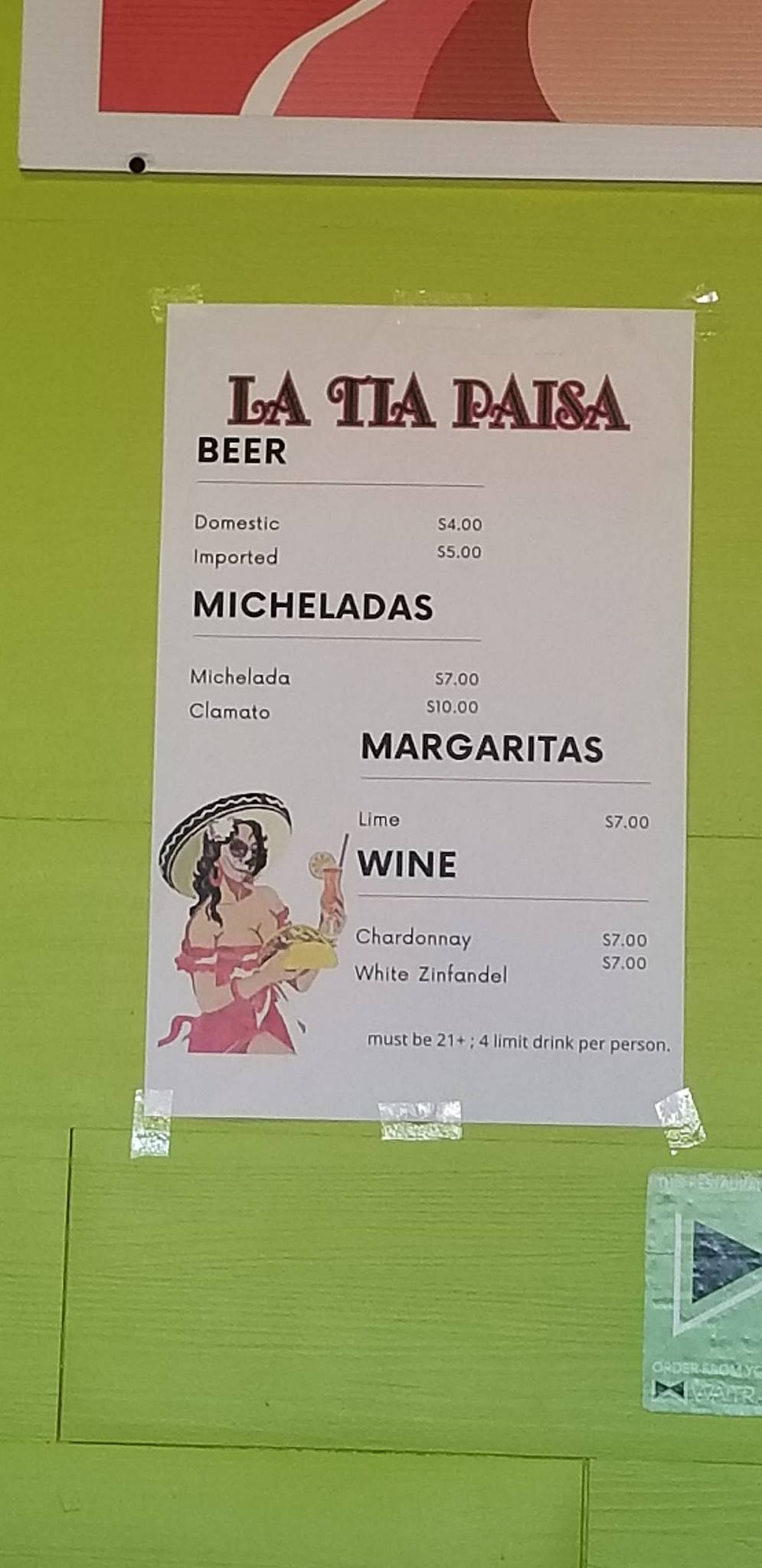 Menu at La Tia Paisa Taco Shop restaurant, Homewood