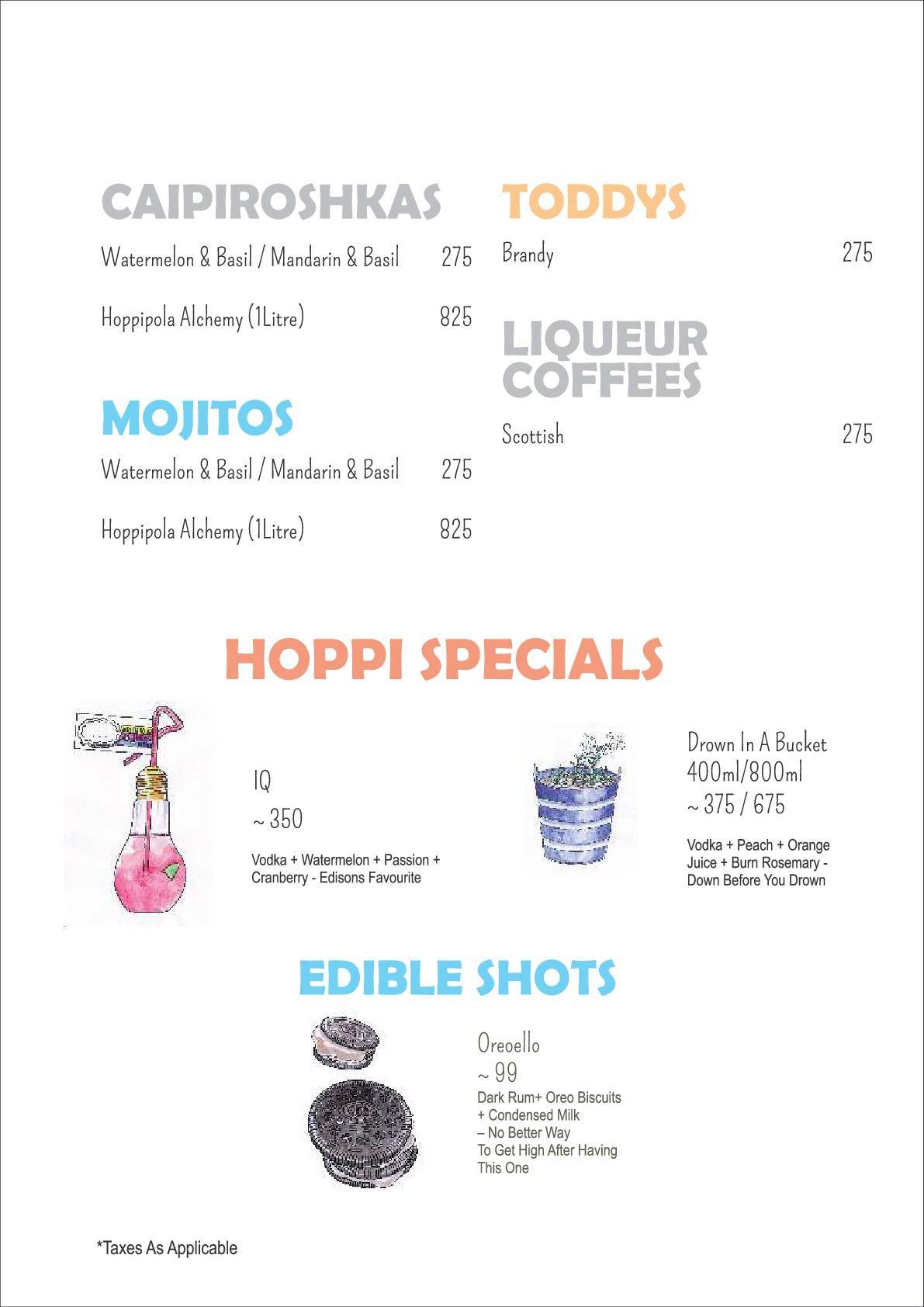 Hoppipola menu