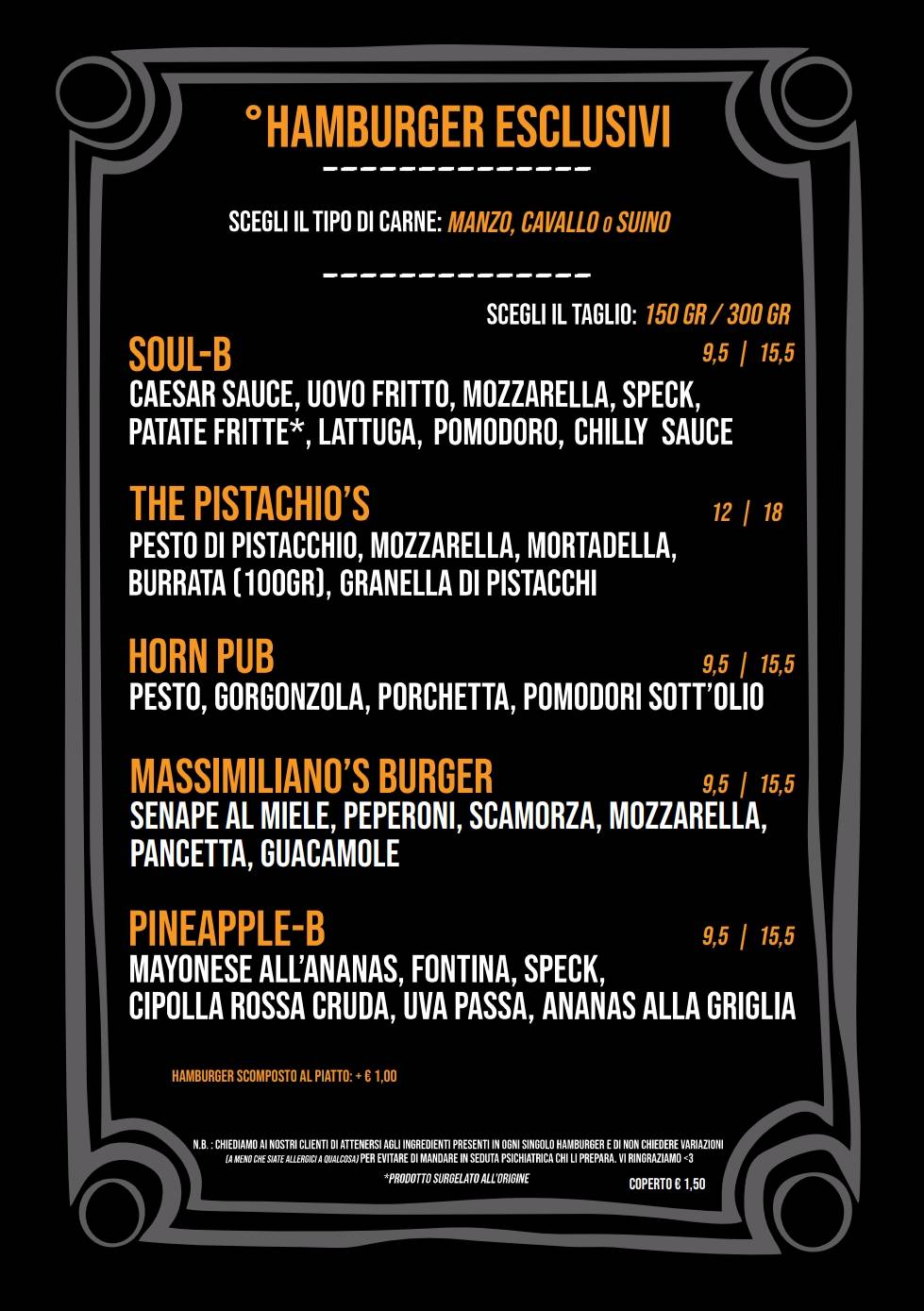 Menu di HornPub - Letojanni 