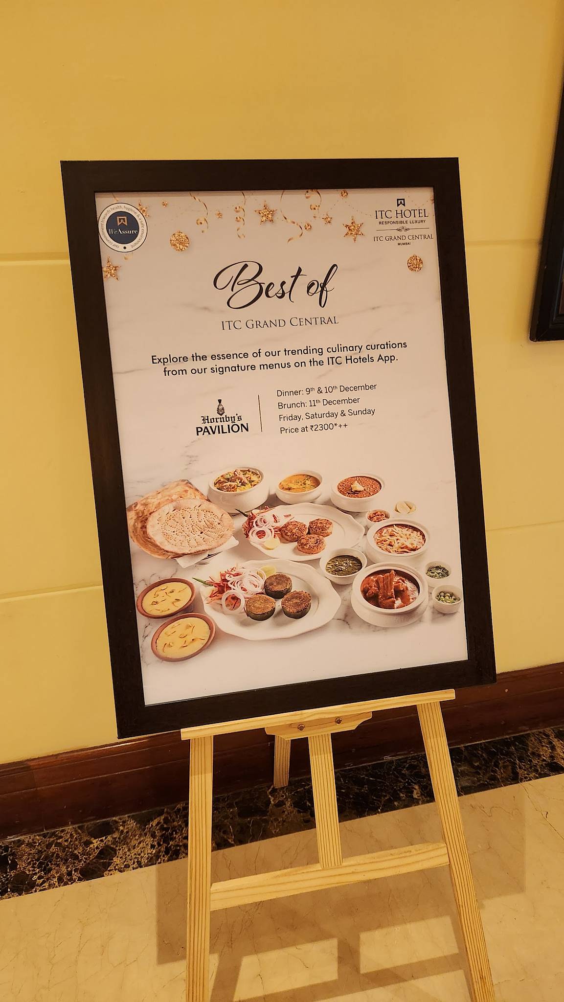 Hornby's Pavilion menu