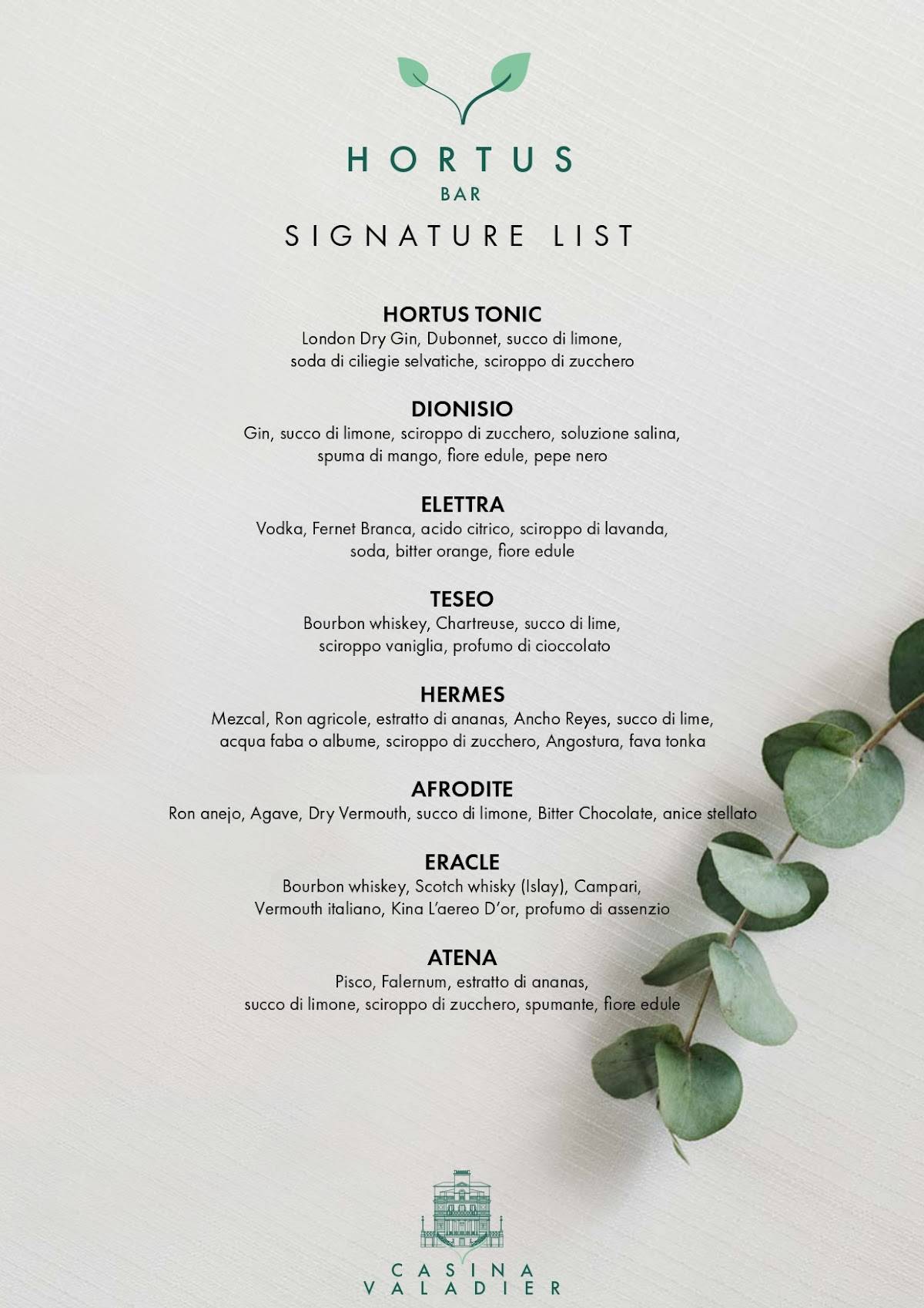 Menu di Hortus Bar 