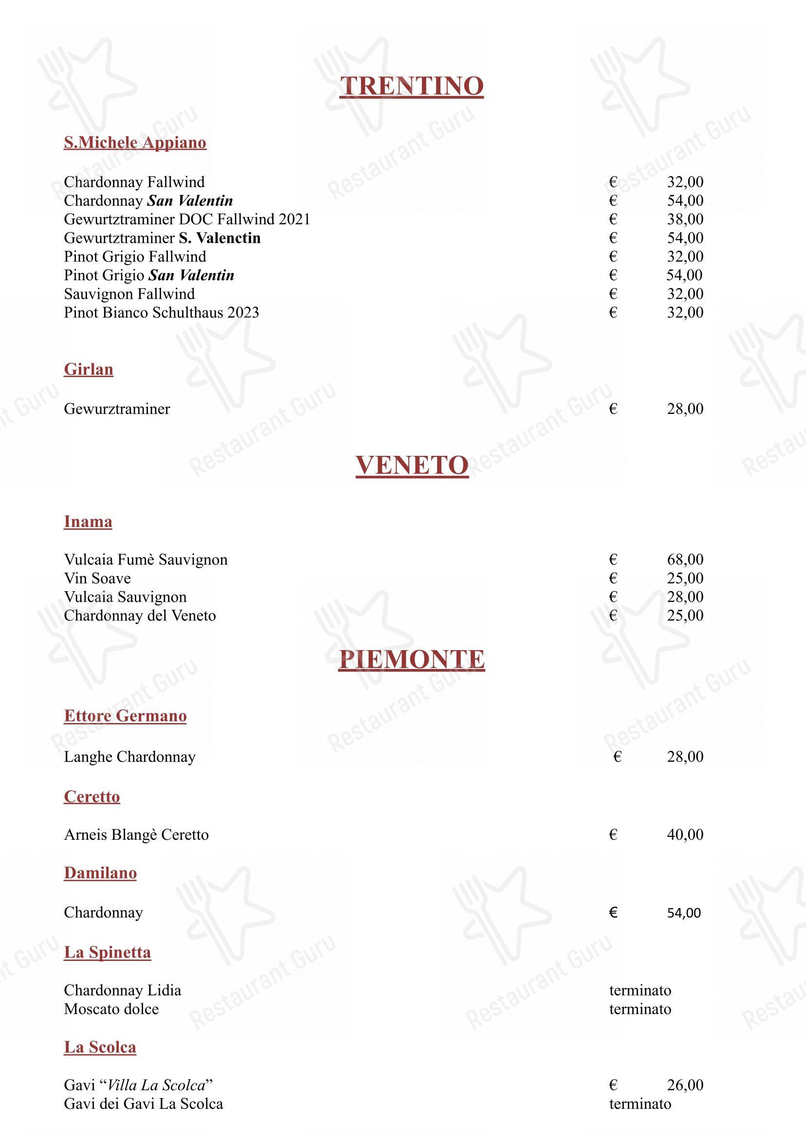 Menu di Hostaria Da Cesare Bottega Storica dal 1921 - Menu