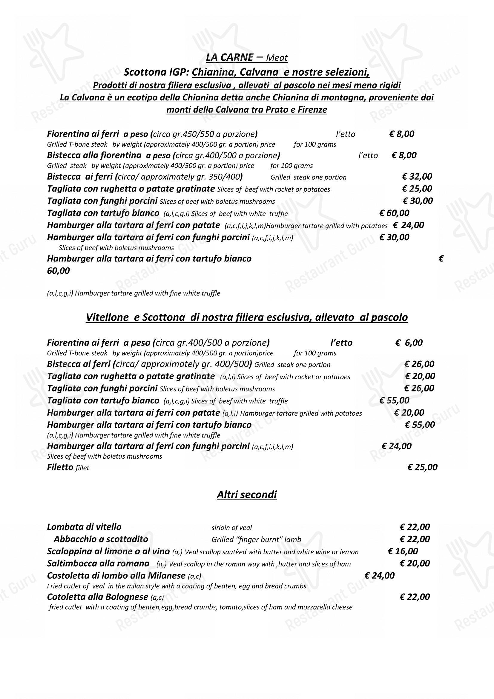 Hostaria Da Cesare Bottega Storica dal 1921 in Roma - Menu bar