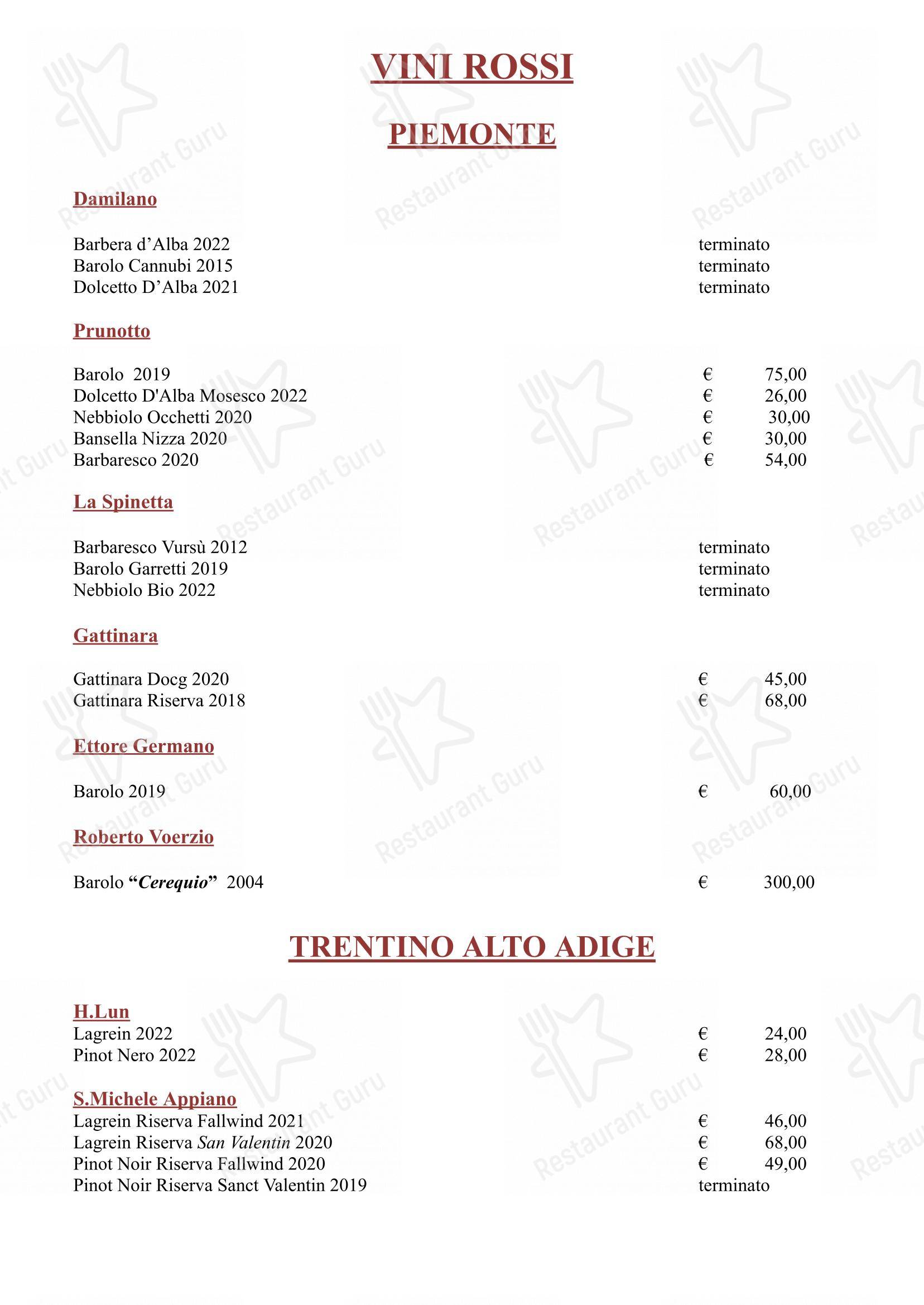 Menu per Hostaria Da Cesare Bottega Storica dal 1921 in Roma