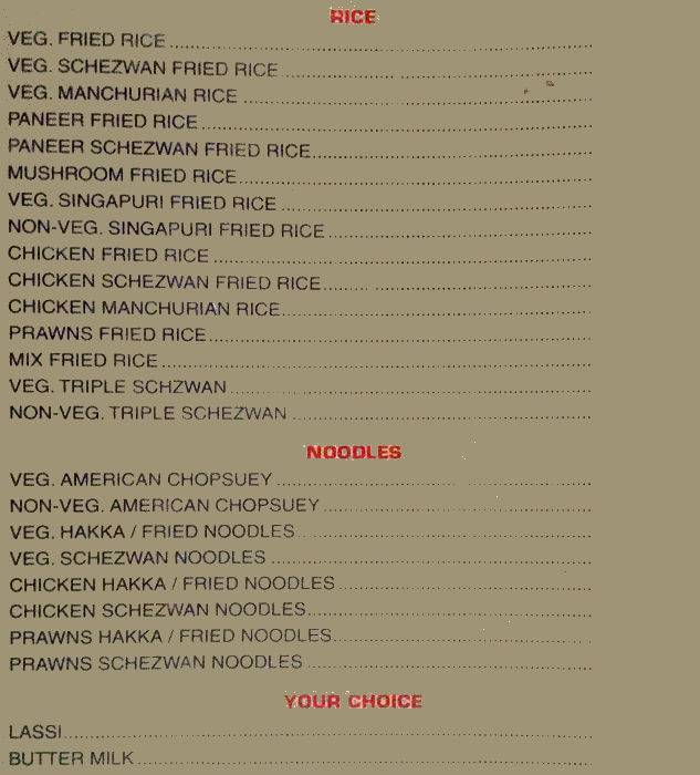 Hotel Anubhav menu