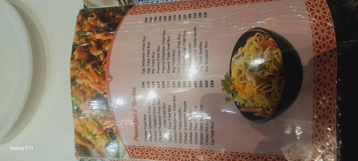 Hotel Shalin menu