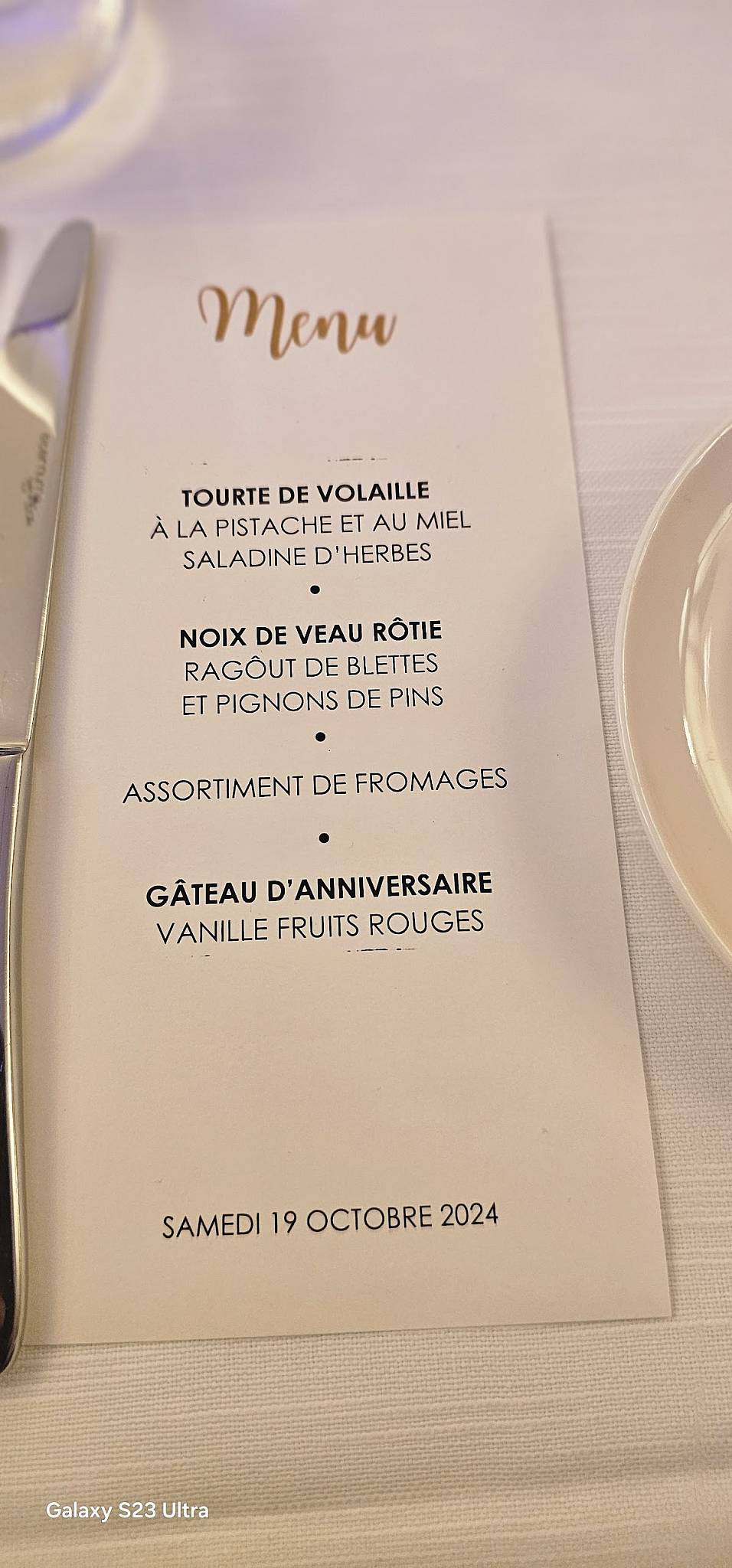 Menu di Hôtel du Parc des Eaux-Vives 