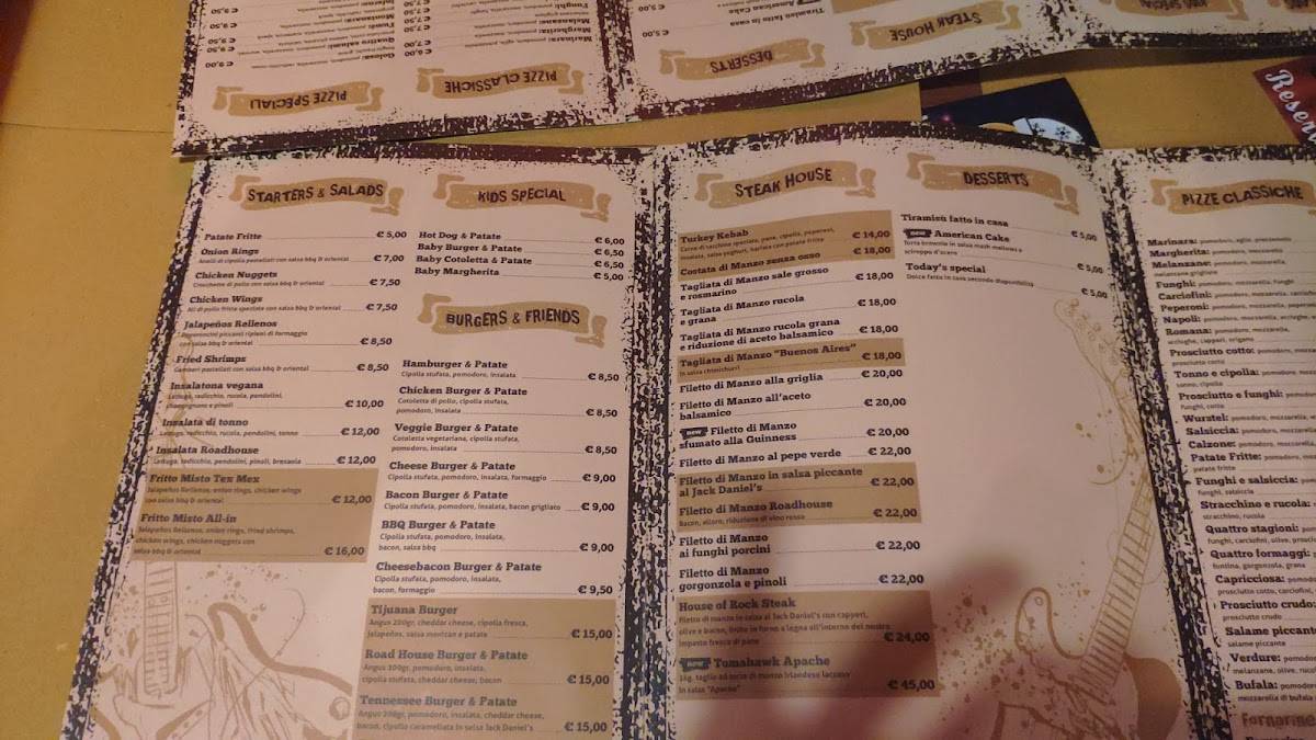 Menu di House of Rock 
