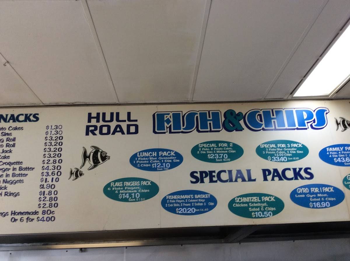 Menu at Hull Road Fish & Chips restaurant, Mooroolbark