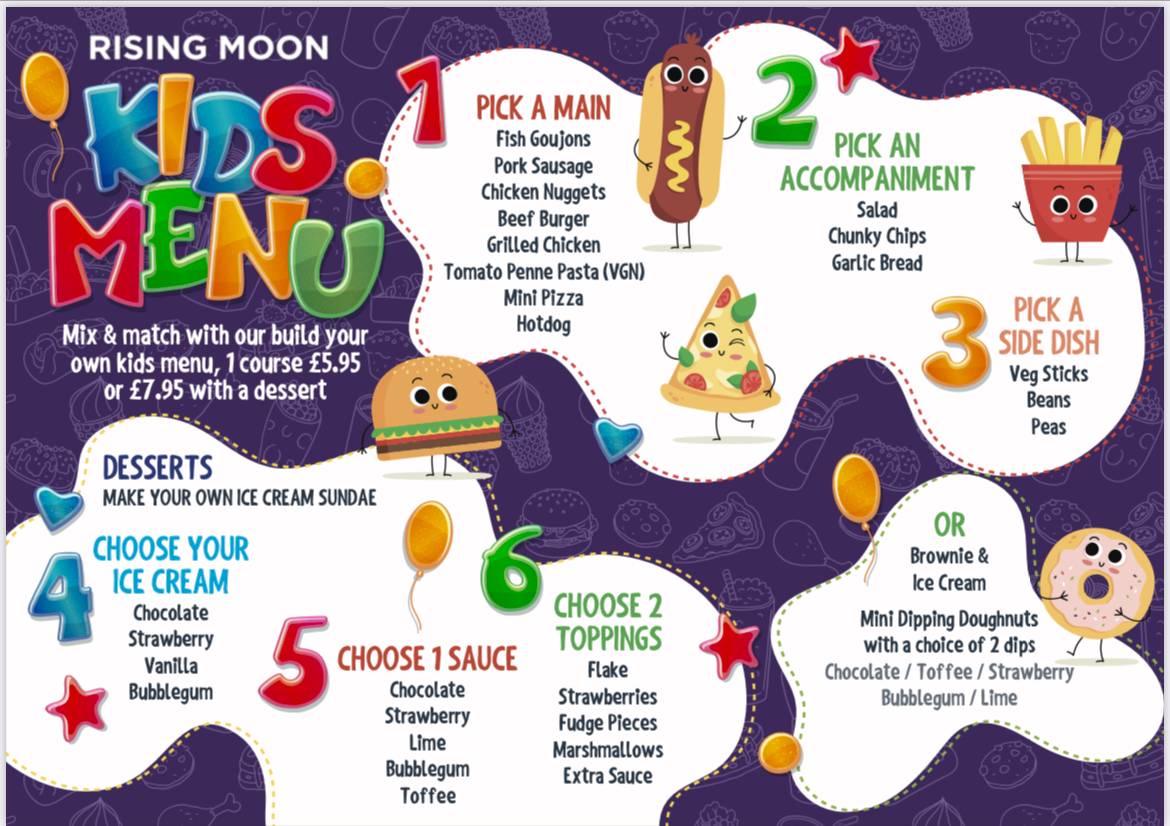 Menu at Rising Moon pub & bar, Hyde