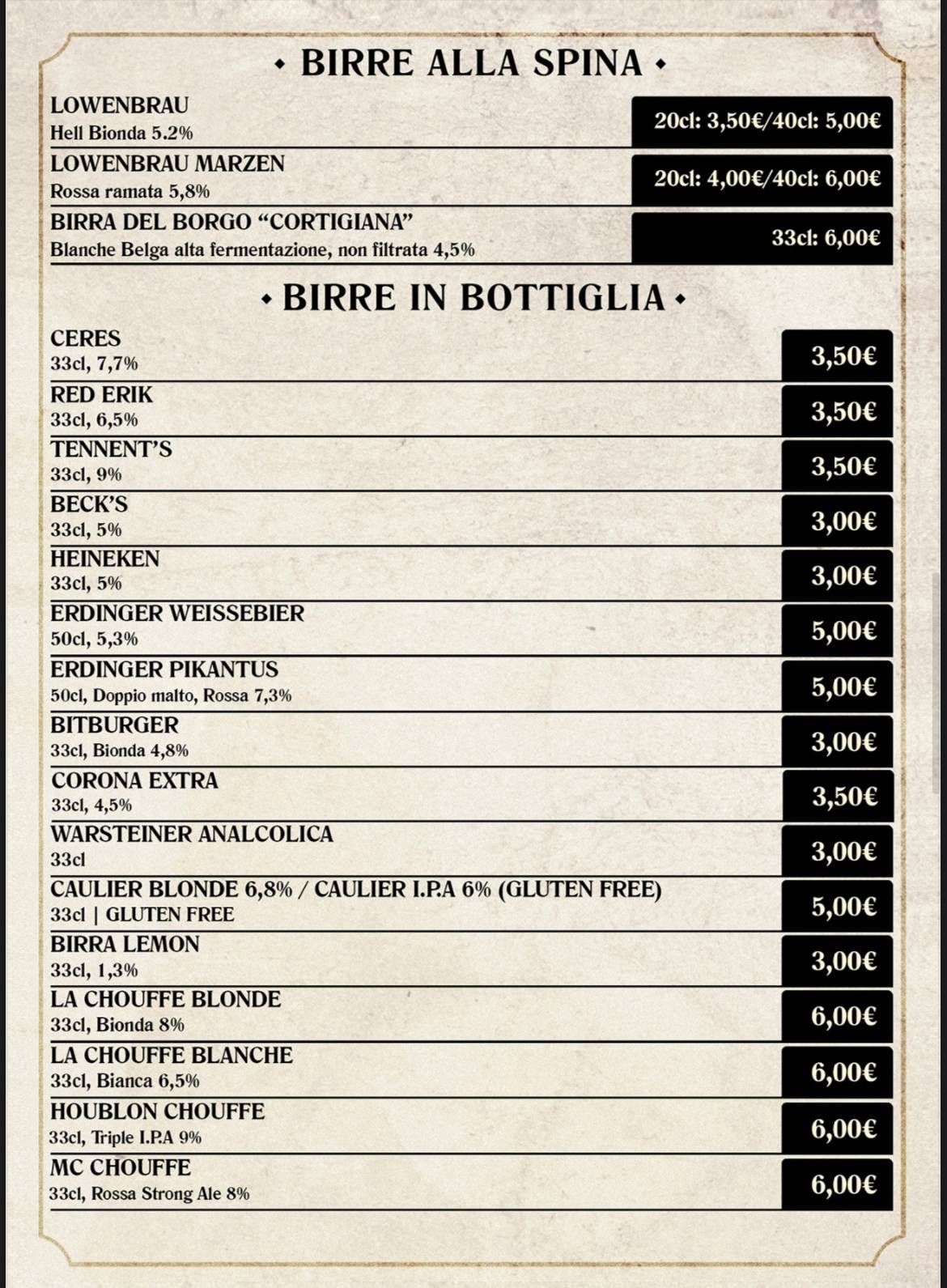 Menu di I Baroni Pizzeria Ristorante 