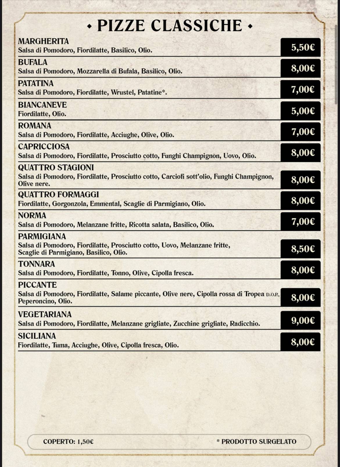 Menu di I Baroni Pizzeria Ristorante 