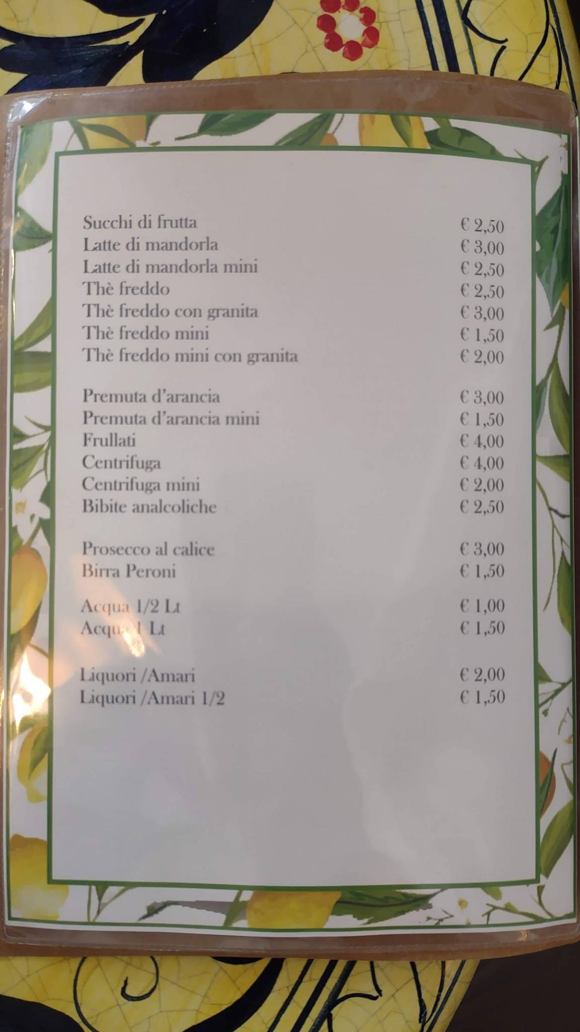 Menu di I Tesori di Sicilia 