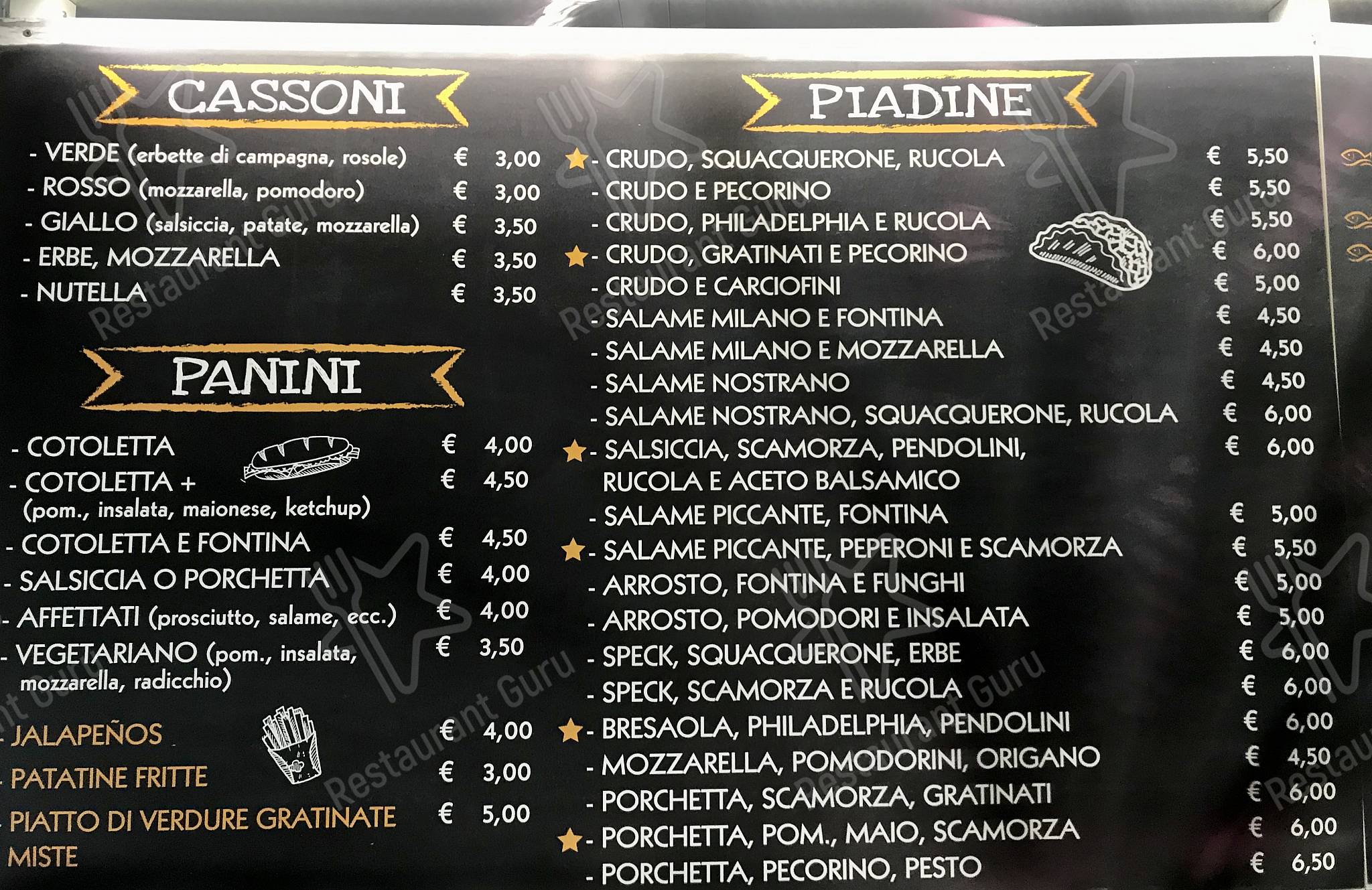 Menu per I love Piadina ristorante
