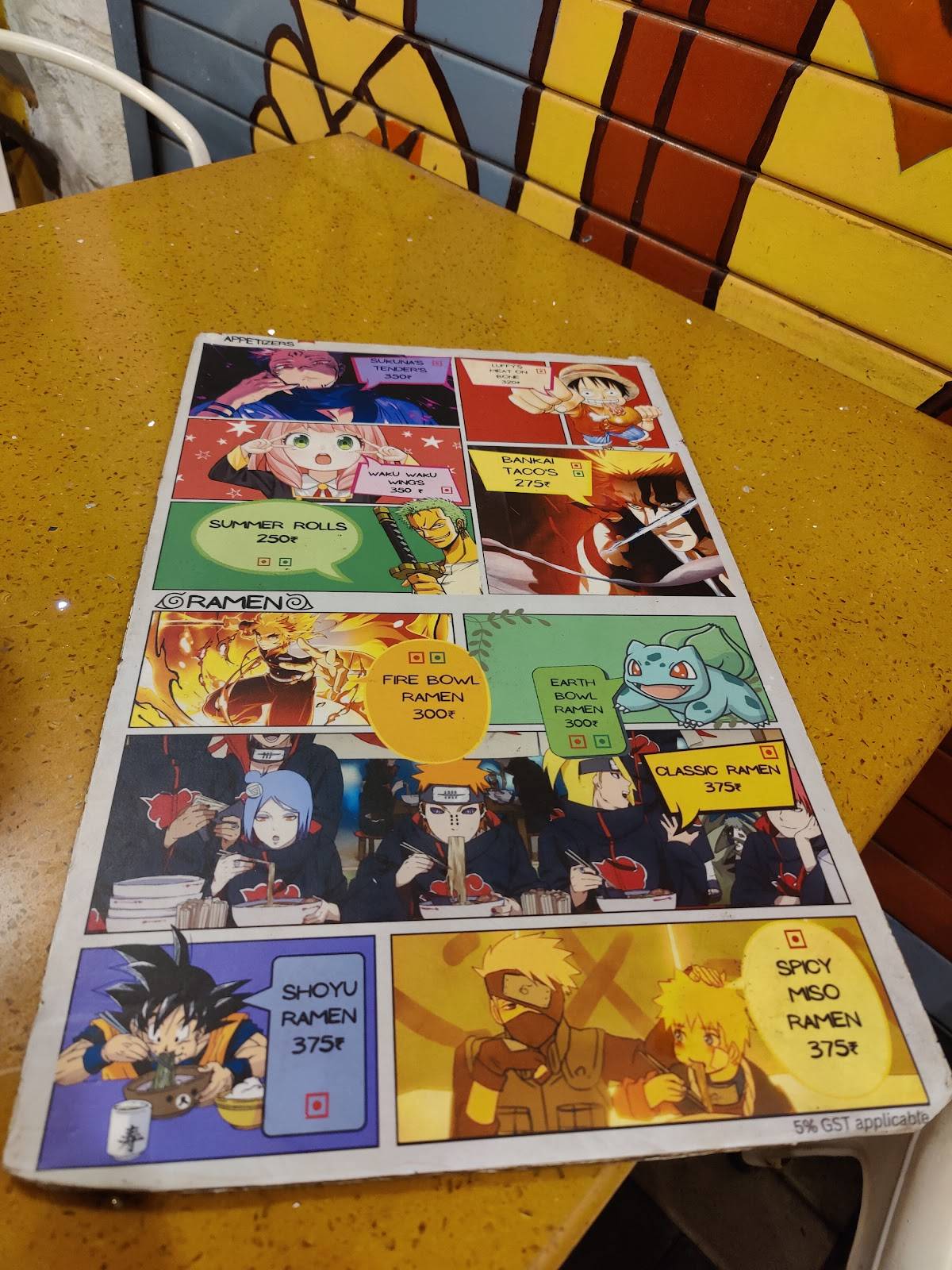 Ichiraku's Bistro (Anime Themed Cafe) menu
