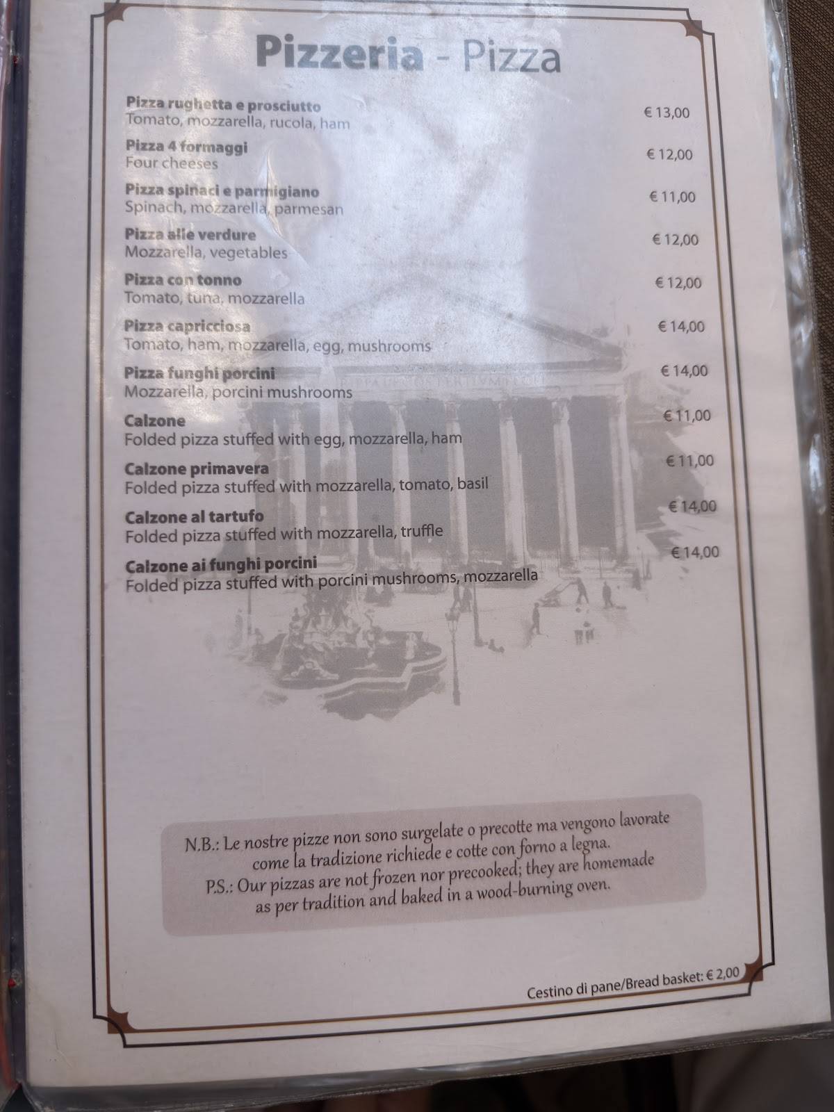 Menu de Il Barroccio Roma