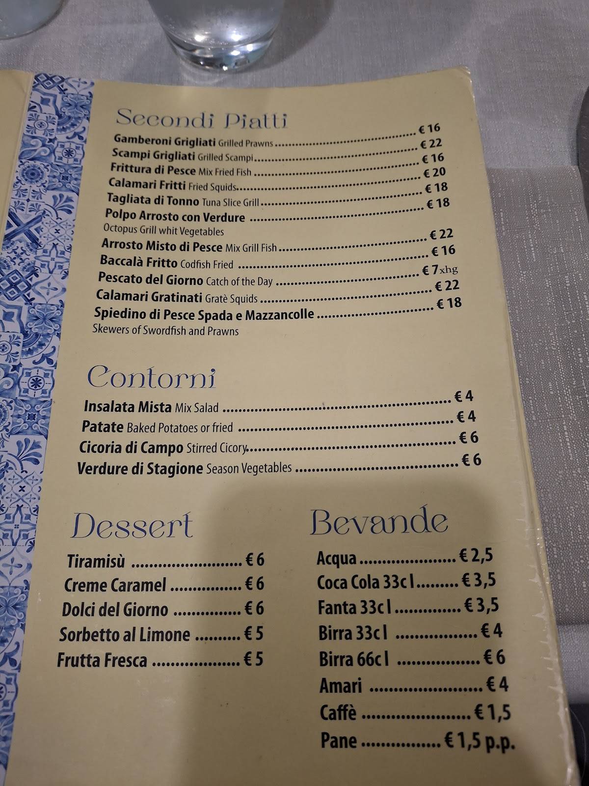 Menu di Il Corsaro Barberini 