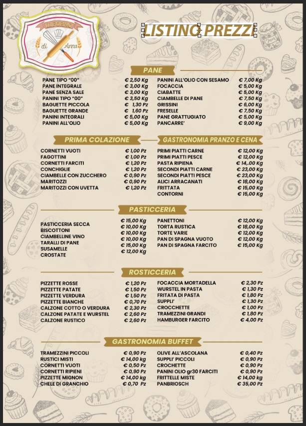 Menu di Il Forno di Anna 