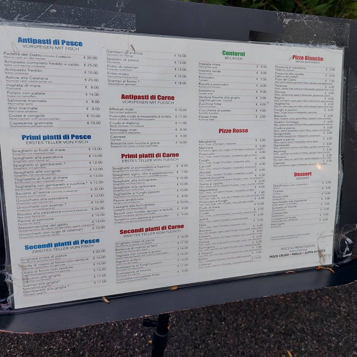 Menu di Il Gatto che Ride 