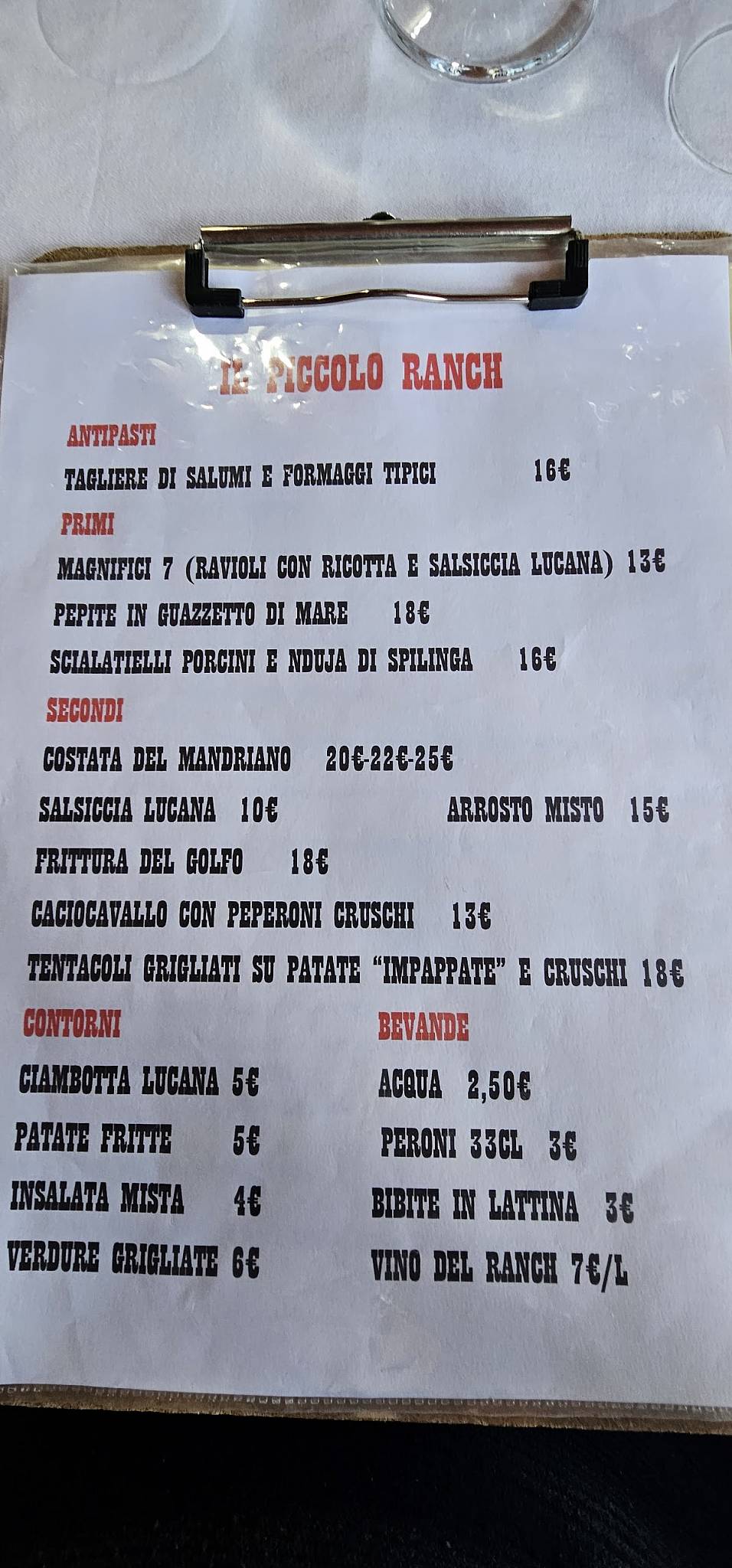 Menu di Il Piccolo Ranch 