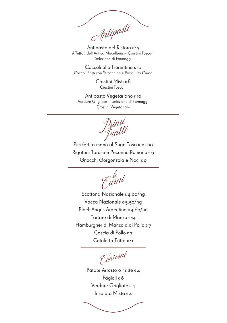 Menu di Il Ristoro di Cristiano Filippini