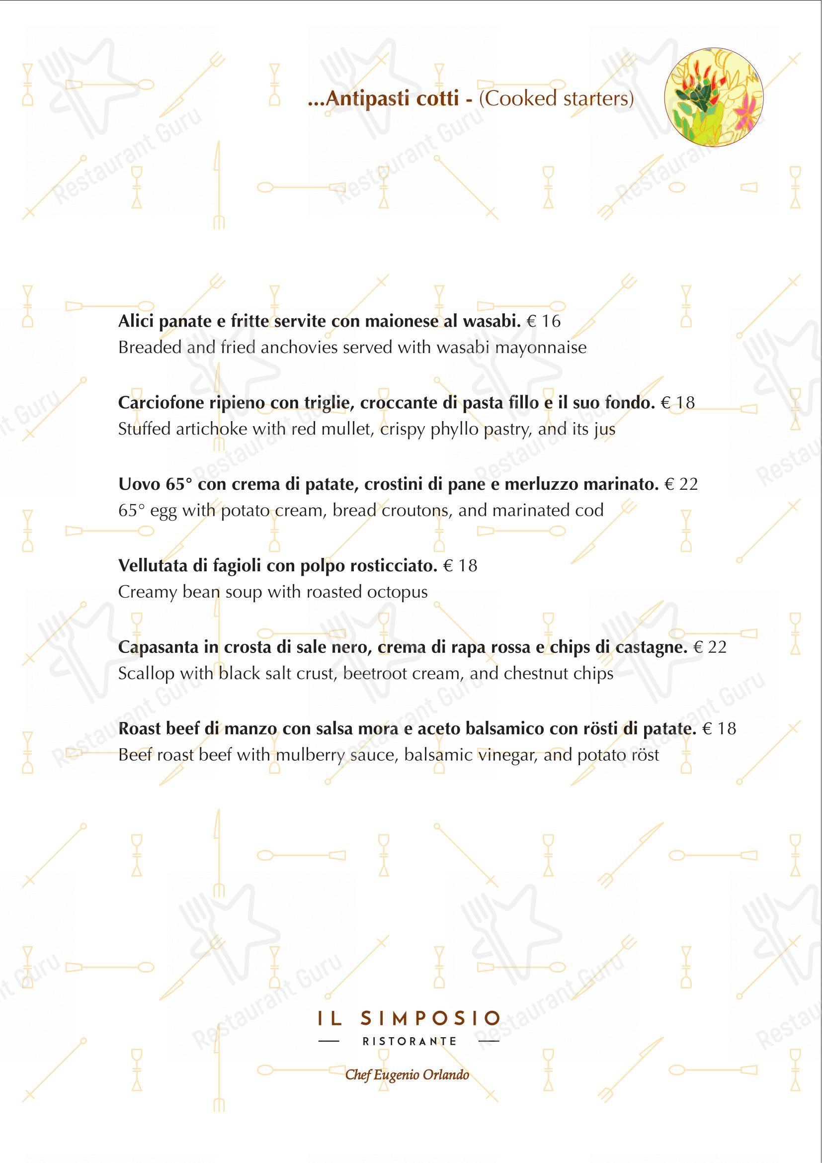 Menu di Il Simposio Ristorante Wine Bar Roma - Menu bar