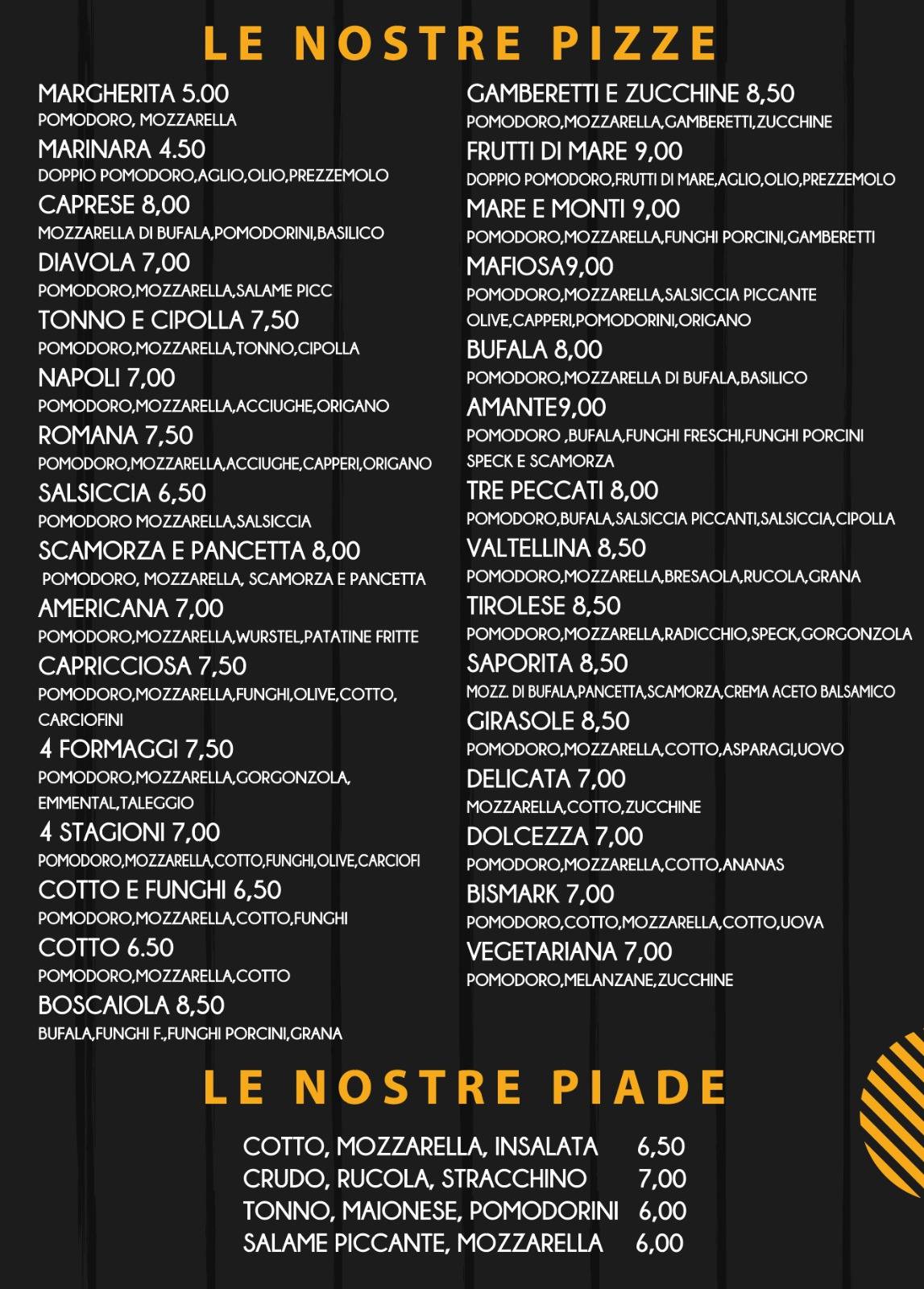 Menu di Il girasole pizzeria 