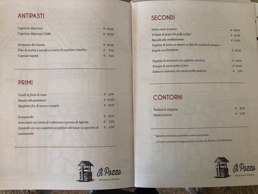 Menu di Il pozzo - Ristorante Pizzeria 