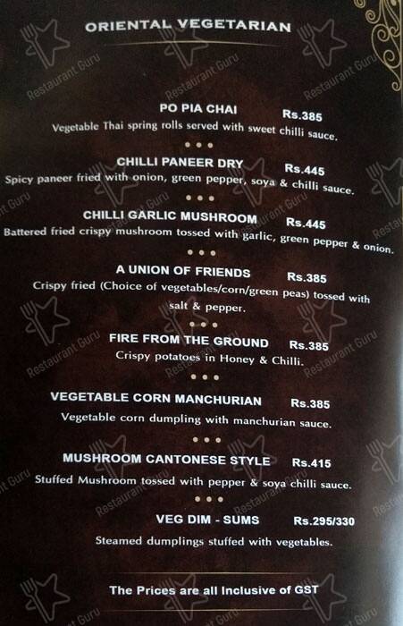 Imperial Grill menu
