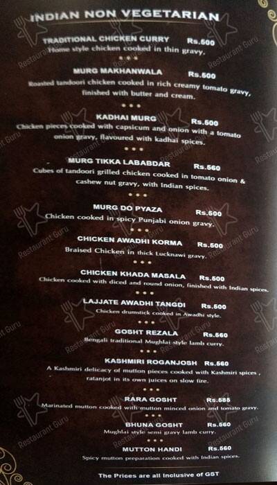 Imperial Grill menu