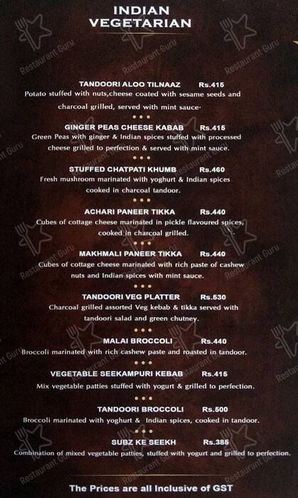 Imperial Grill menu