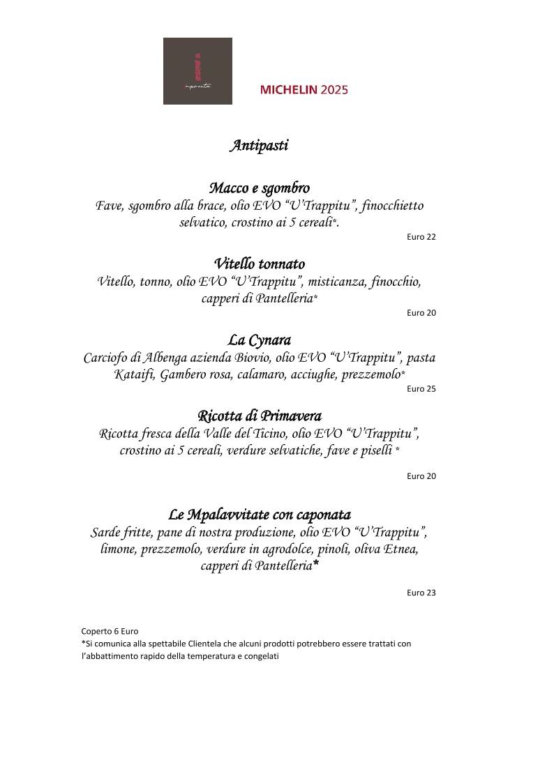 Menu di Impronta Di Colombara Andrea 