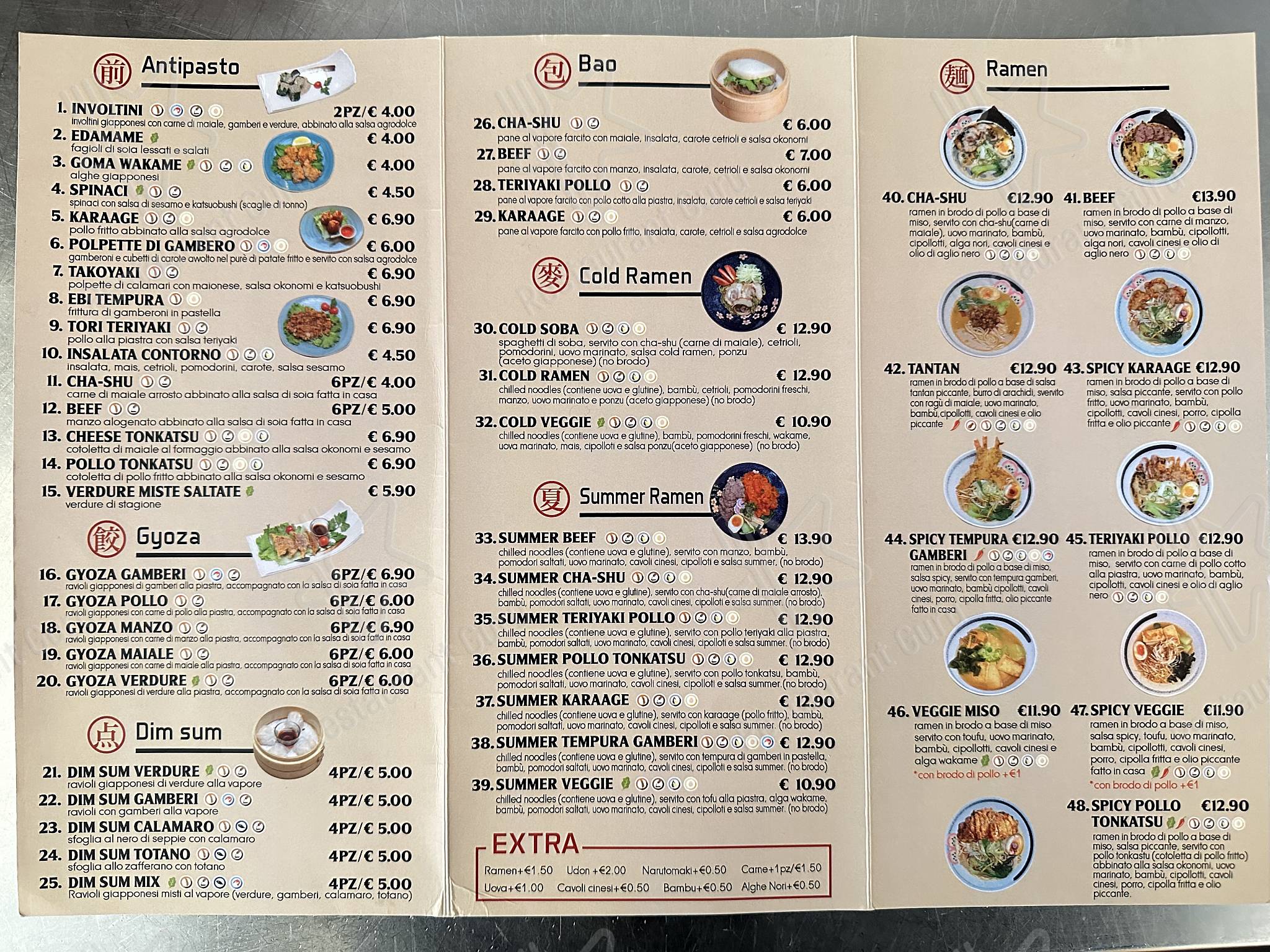 Menu per Inada ramen ristorante