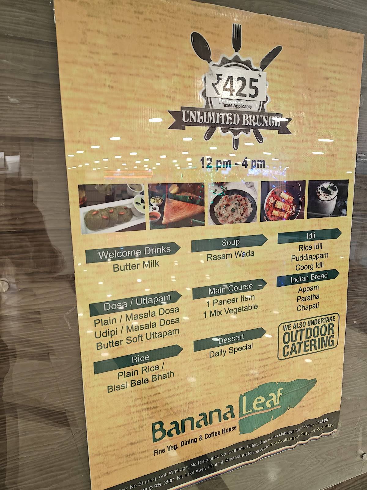 Banana Leaf menu