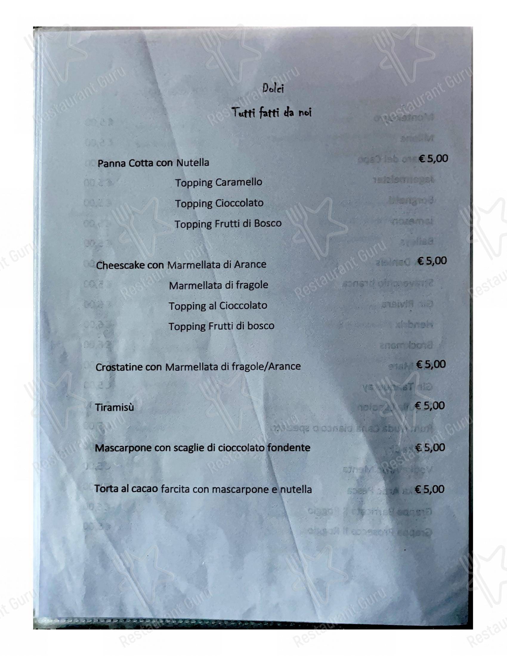 Menu di Inferno Pub - Menu