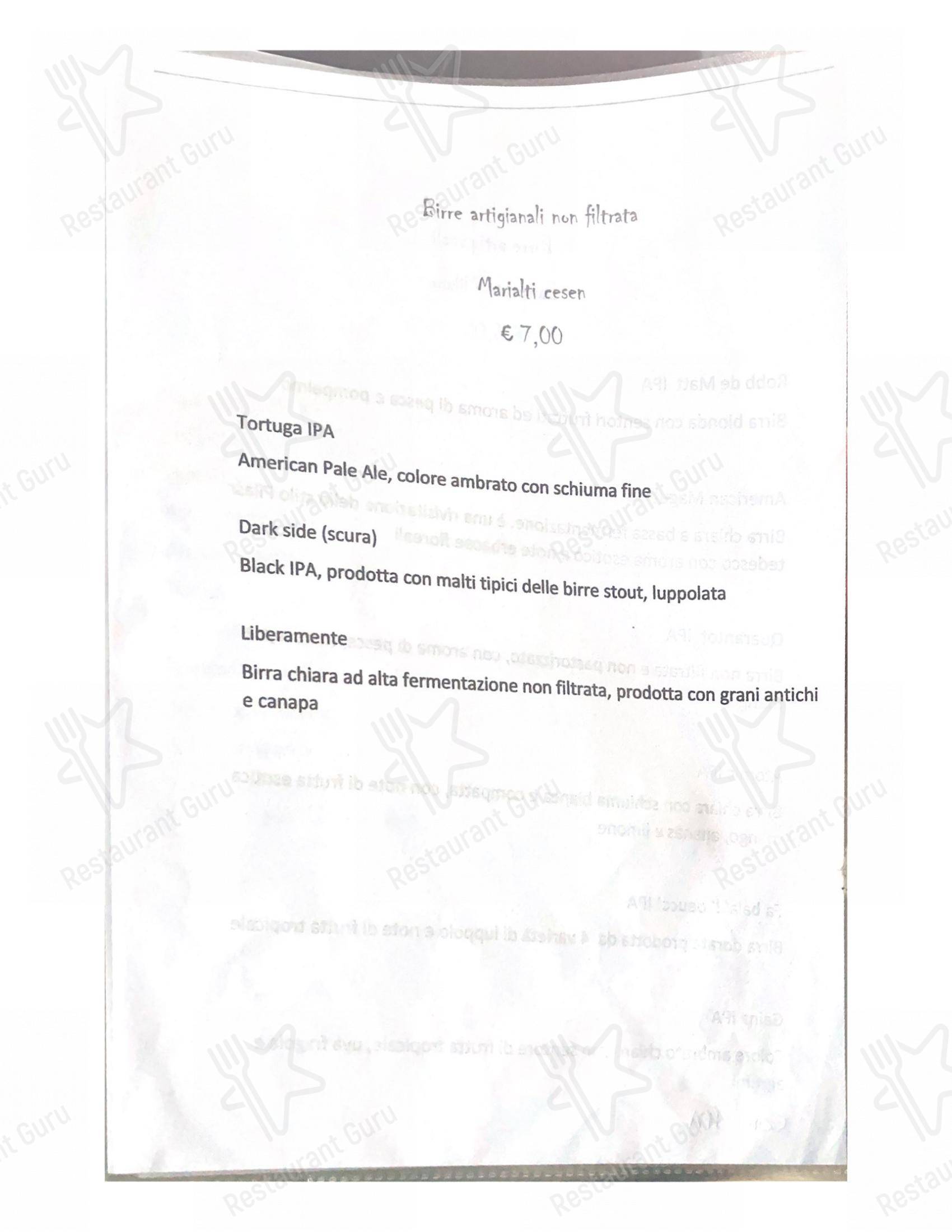 Inferno Pub in San Michele - Menu