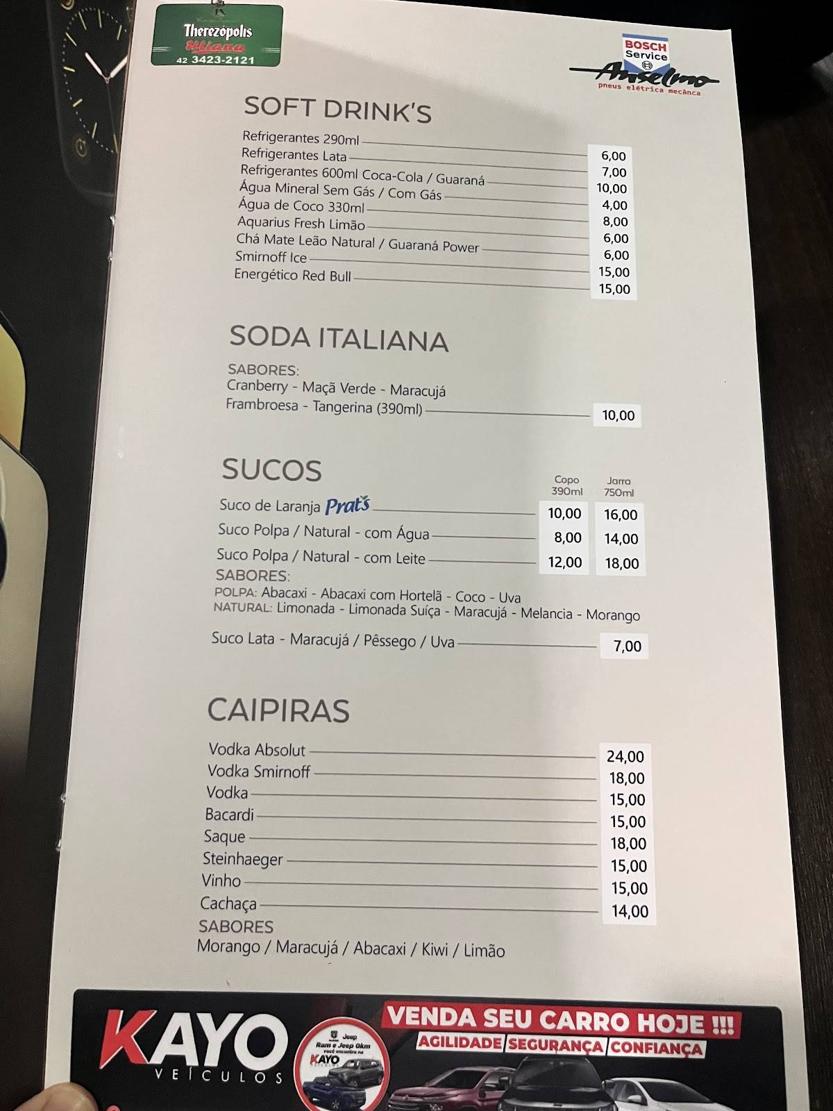 Italiano Restaurante cardápio