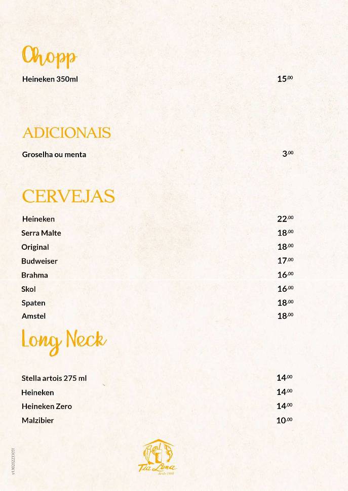 Restaurante Tia Lena cardápio