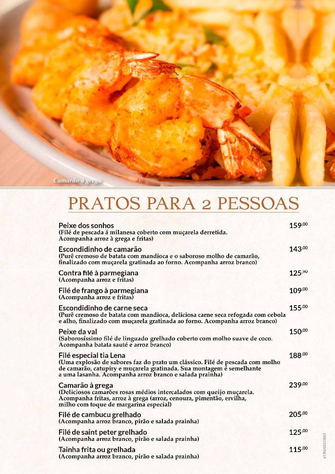 Restaurante Tia Lena cardápio