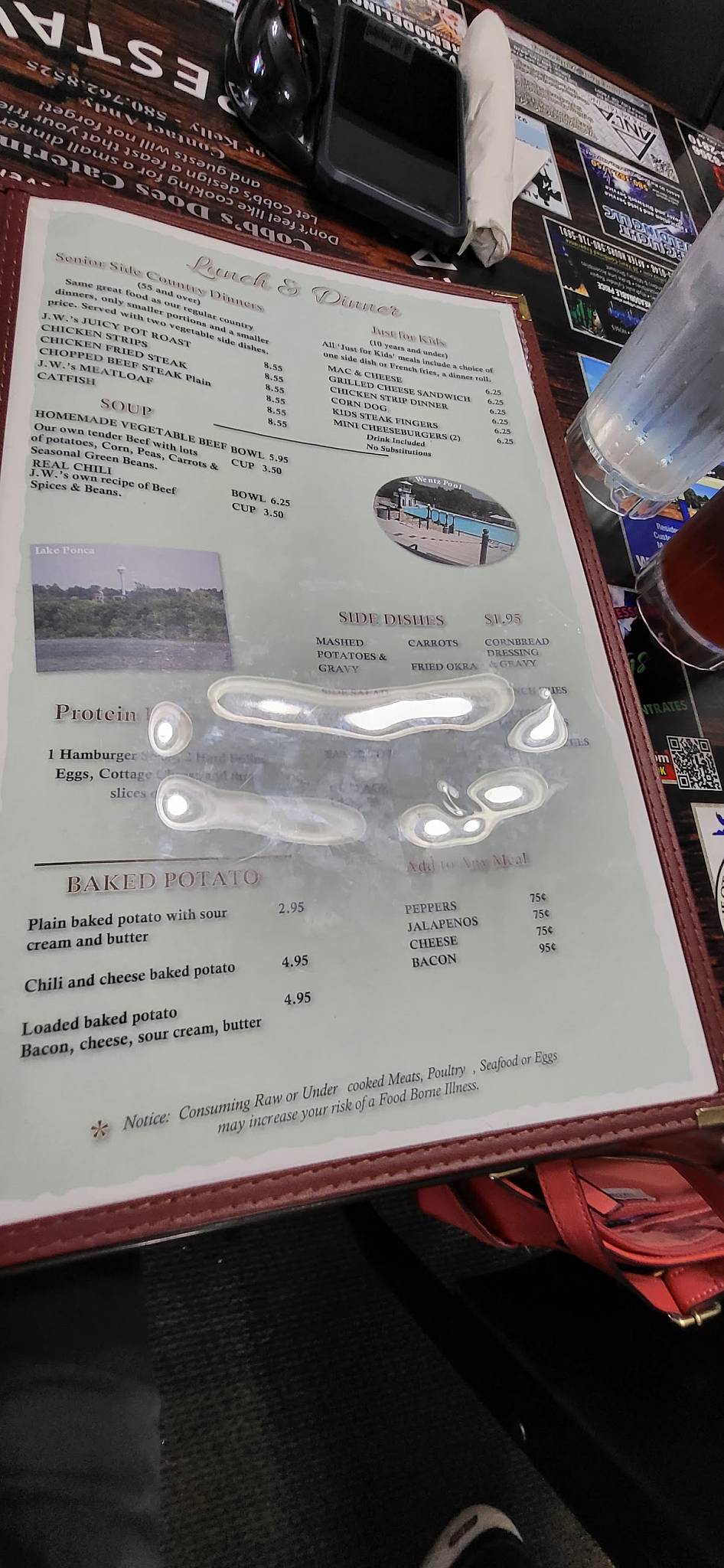 Menu at JW Cobbs restaurant, Ponca City, N 14th St