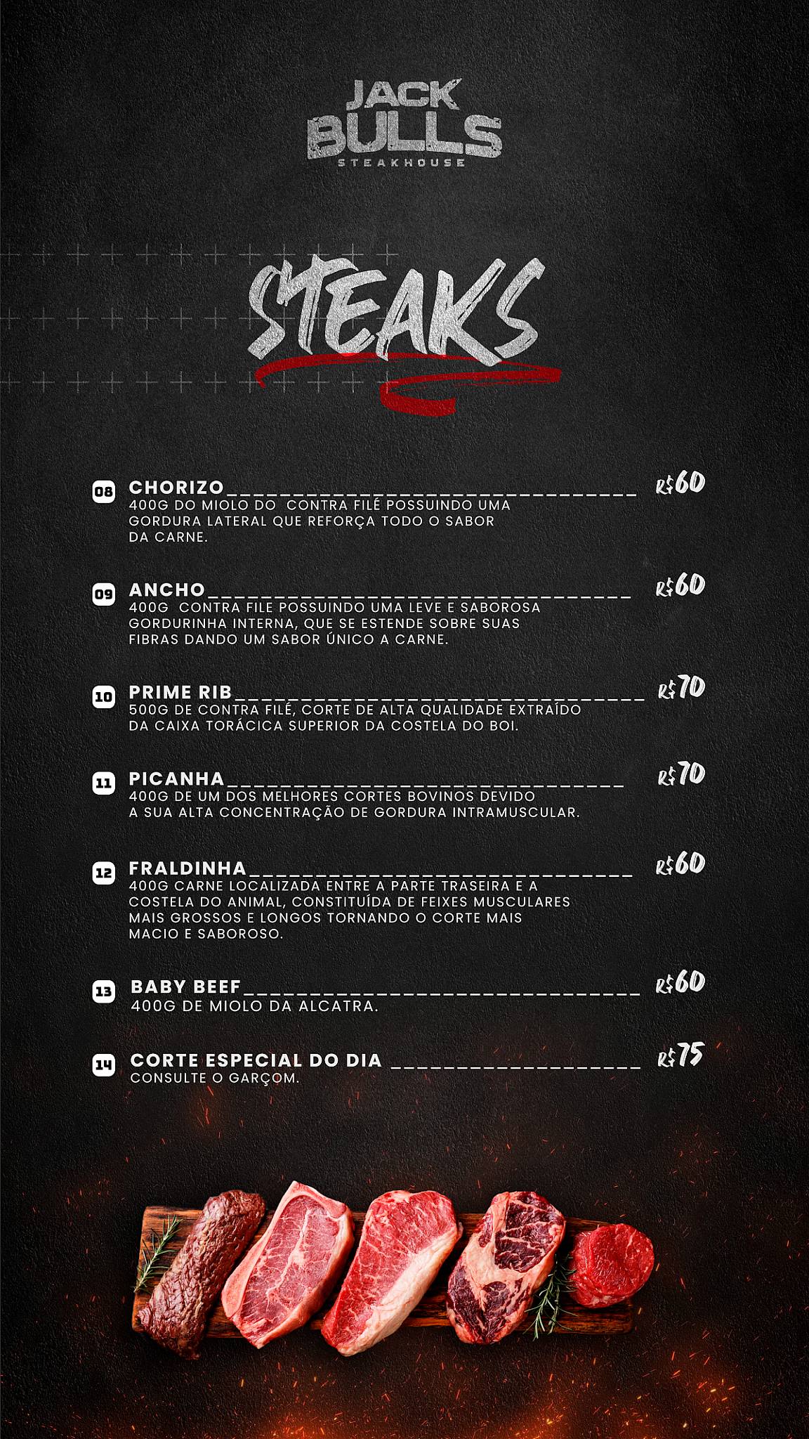 Jack Bulls Steakhouse cardápio