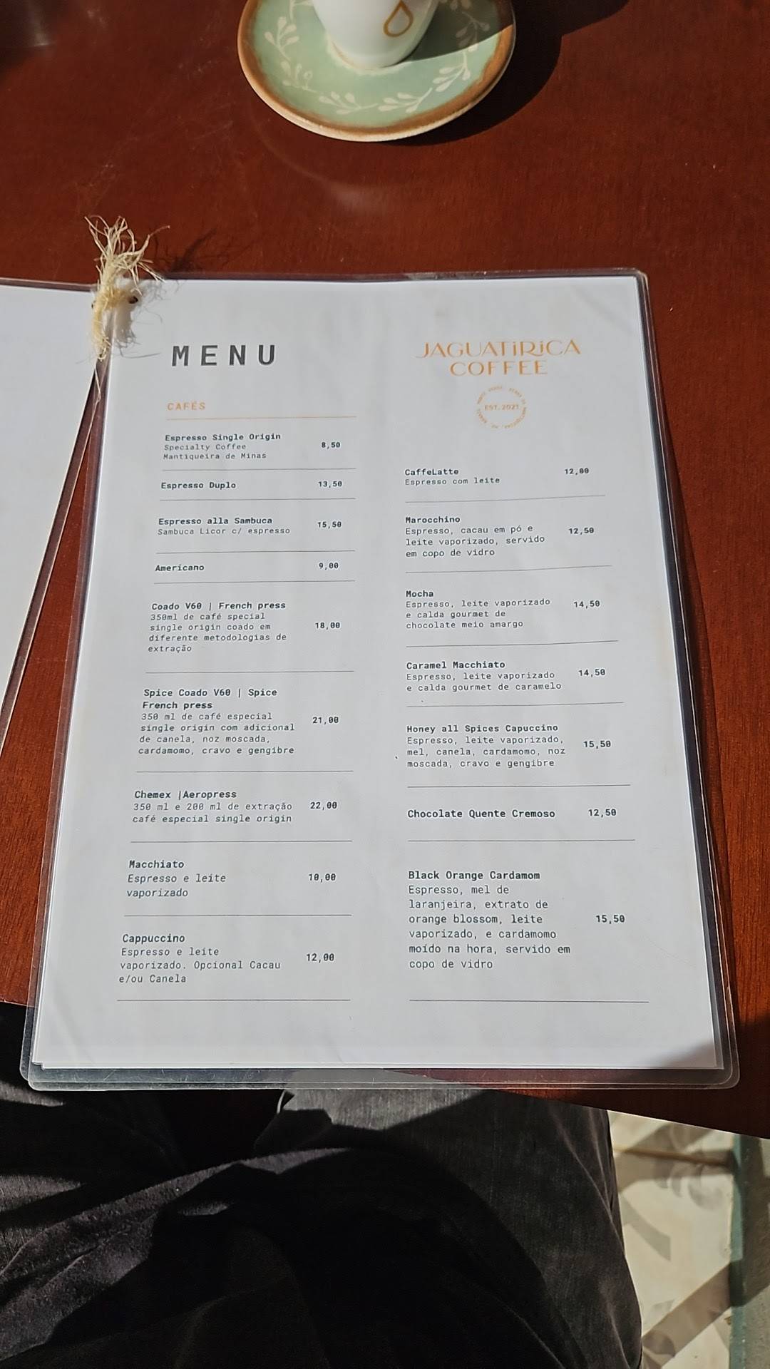 JaguatiricaCoffee cardápio