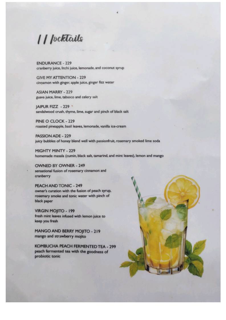 Mambo’s Bistro menu
