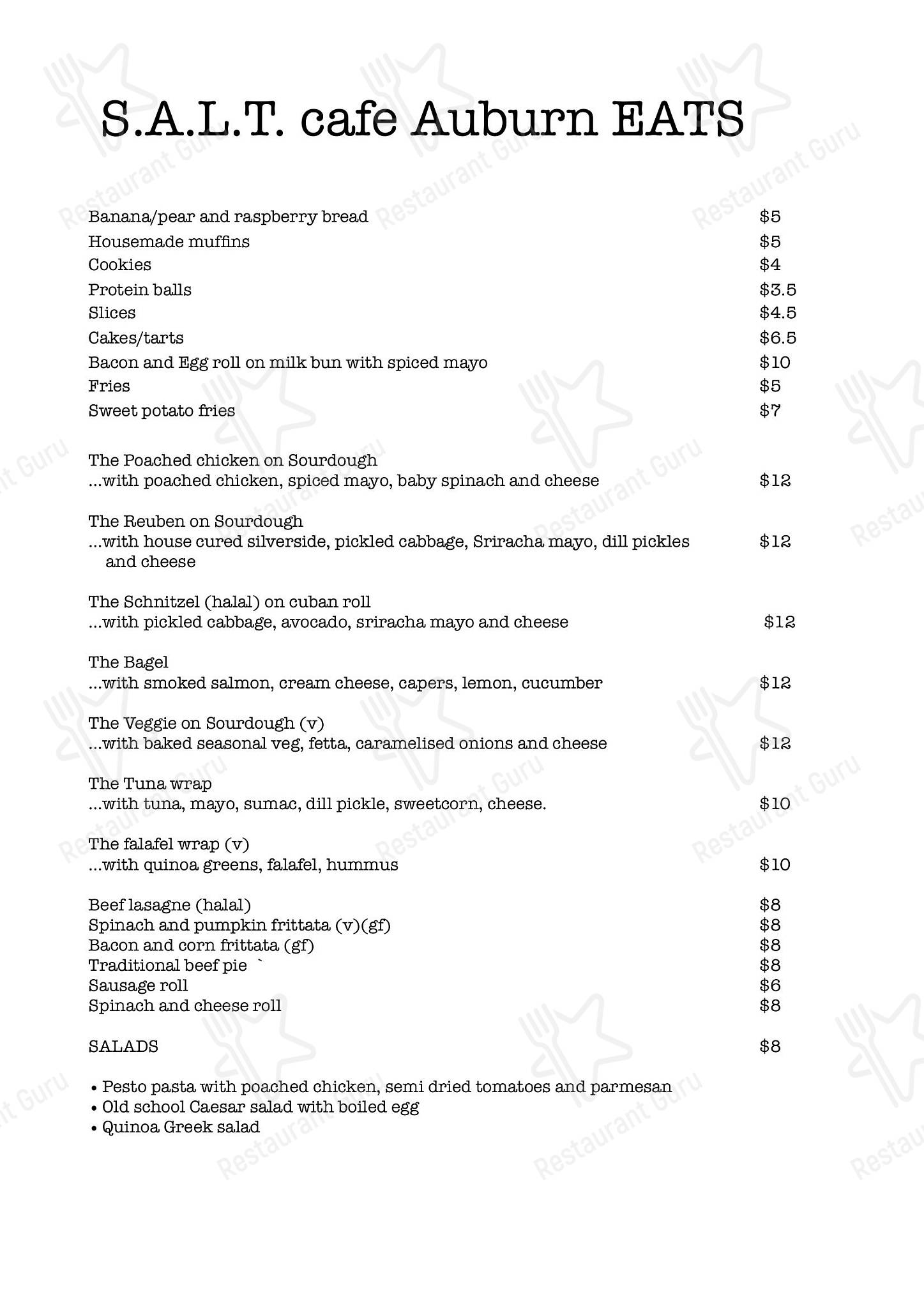 Menu at S.A.L.T. Cafe, Jamisontown